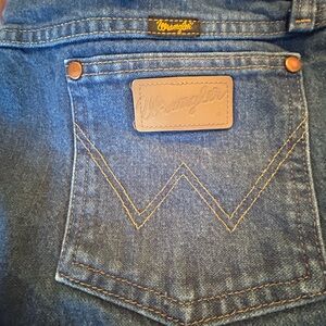 Wrangler Men's Denim Jeans with Tan Accents